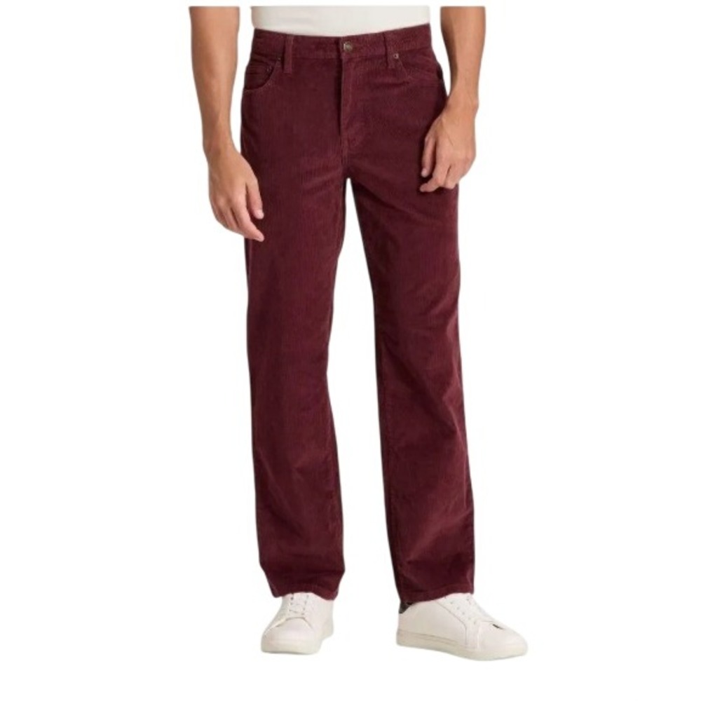 Goodfellow & Co Mens Straight Fit Corduroy 5-Pocket Pants 38x32 Burgundy Red